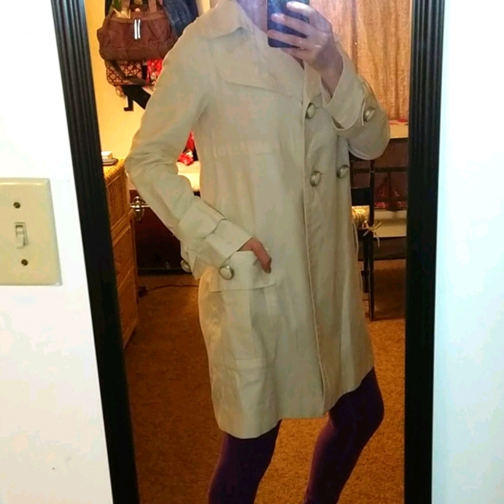 ZARA Basic Vintage Retro Trench Coat Medium Mod 60s Halloween Twiggy